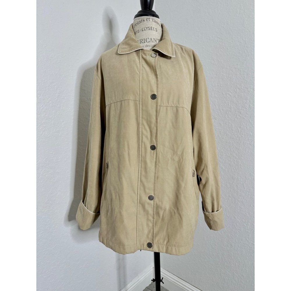 Mackintosh New England Women's Jacket Long‎ Cuffed Sleeve Beige Size XL LIned